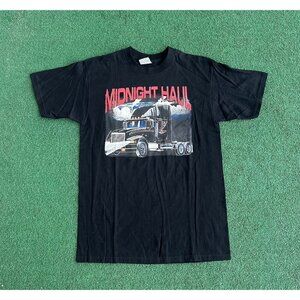 Vtg 90s Midnight Haul Country American Trucker Big Rig Semi Truck T-shirt M